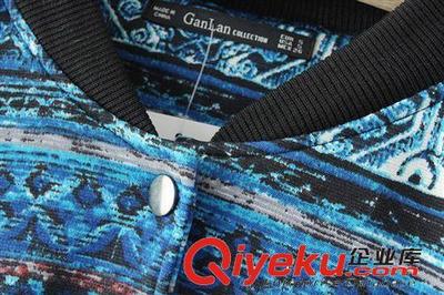 2014秋冬歐美民族風印花運動夾克 上海菊賴服飾工廠直銷外貿女裝批發(fā)